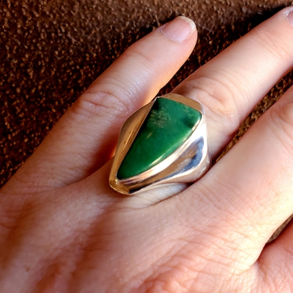 New Men's Chrysoprase 925 Silver Ring. - Picture 9 of 14